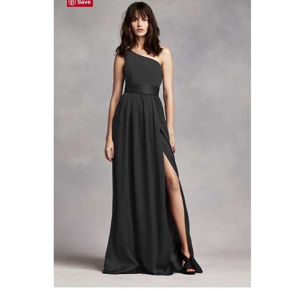 Vera Wang Dresses & Skirts - Vera Wang black one shoulder dress w/ satin sash